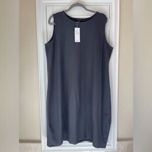 NWT Eileen Fisher dress sleeveless XL stretch crepe graphite